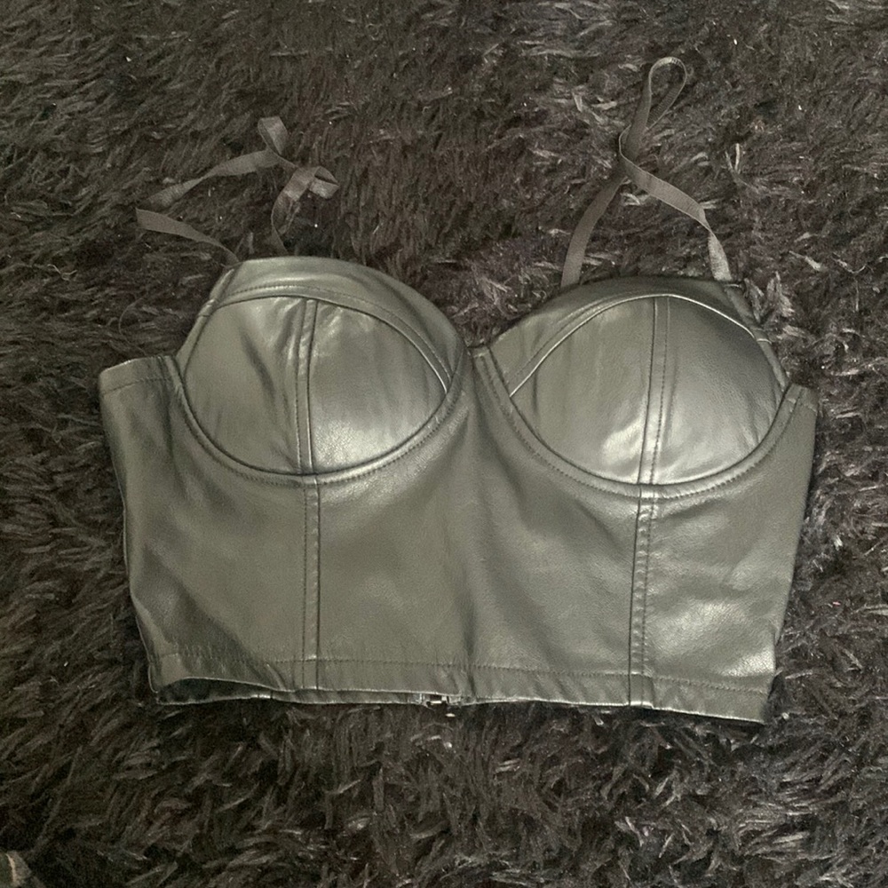 Zip up leather shirt